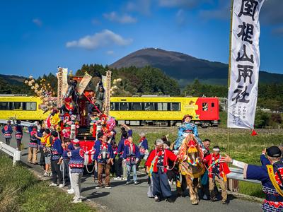 室根神社特別大祭と大船渡線