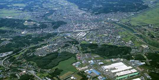 工業地帯の航空写真