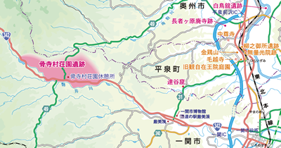 骨寺村荘園遺跡、本寺地区の地図